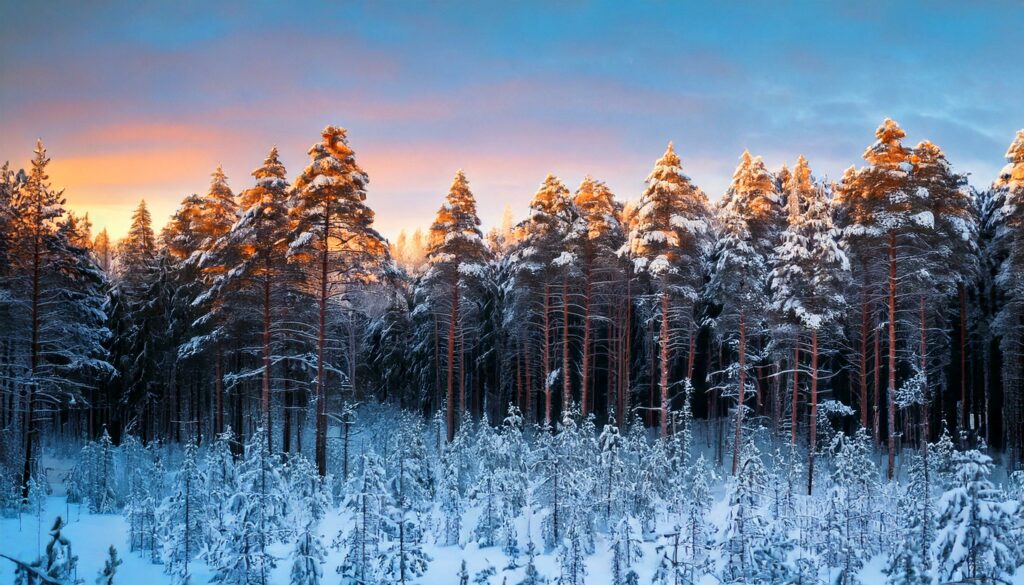 Estonian forrest at winter evening 37729